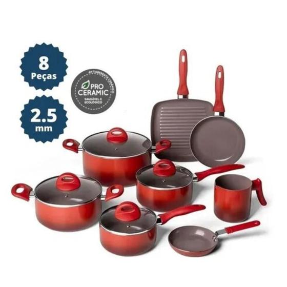 Conjunto Panelas Ceramica Antiaderente Brinox 8 Peças 2.5mm Menor preço em Conjunto Panelas Ceramica Antiaderente Brinox 8 Peças 2.5mm