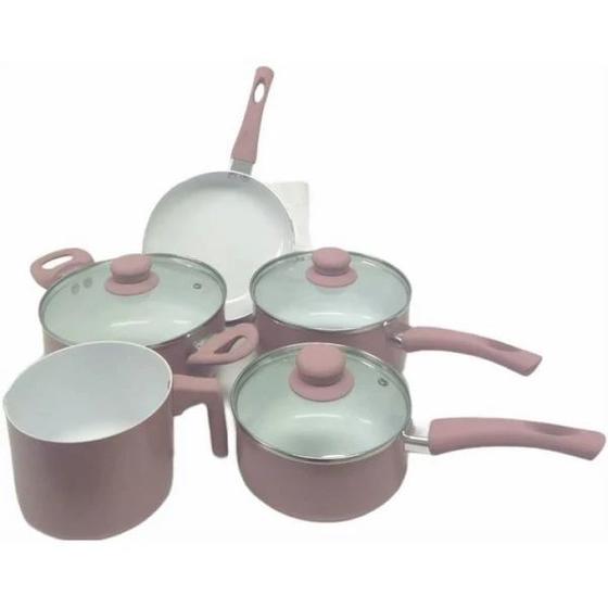 Conjunto Panelas Revestimento Cerâmico Antiaderente 5 Pecas Rosa ...