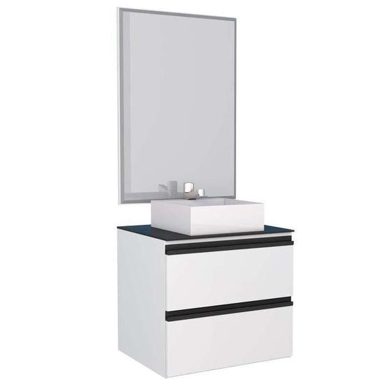 Imagem de Conjunto Para Banheiro Aço Gaia 60 com Cuba Cubo Cozimax Branco
