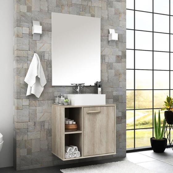 Imagem de Conjunto para banheiro com espelheira e gabinete com cuba Anne Bosi Barrique