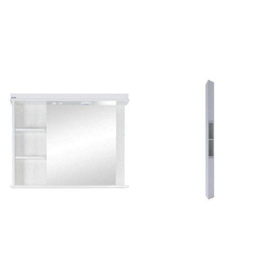 Imagem de Conjunto para Banheiro com Espelheira LED e Armário Lateral Longo Arezza Espresso Móveis