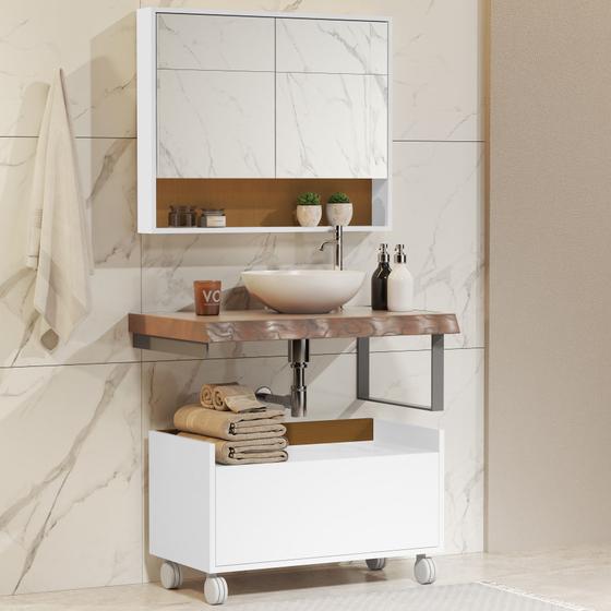 Conjunto para banheiro Espelheira e Armário de fácil Montagem, Para casa e apartamento é boa?