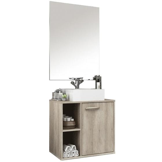 Imagem de Conjunto Para Banheiro Gabinete Suspenso 60cm Com Cuba E Espelho Anne B06 Barrique - Lyam Decor