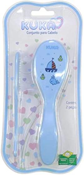 Imagem de Conjunto Para Cabelo Escova E Pente Kuka Azul