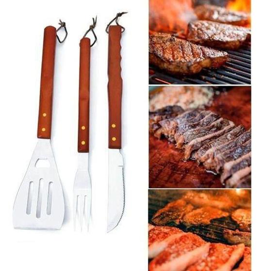 Imagem de Conjunto Para Churrasco Faca Garfo Espátula Hauskraft - Haüskraft