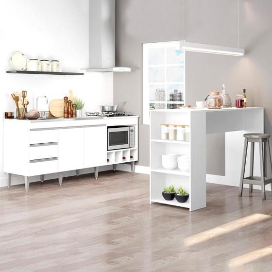 Conjunto Para Cozinha Balcão Para Pia e Cooktop 182Cm Bancada 140Cm MDP Branco - PRIME é boa?