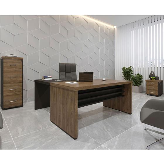 Imagem de Conjunto Para Escritório Tamburato - Mesa 1600 com Mesa 890 com Arquivo e Gaveteiro Charuto com Preto