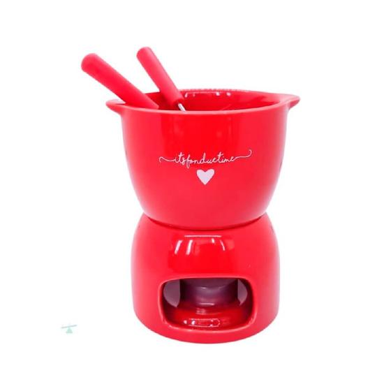 Imagem de Conjunto para Fondue Porcelana 5 peças Lamour Vermelho - Hauskraft