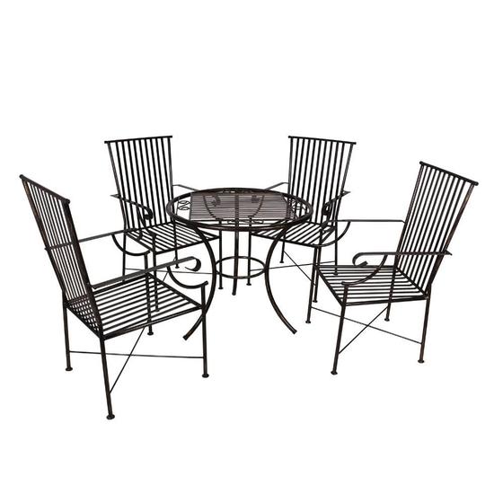 Imagem de Conjunto para Jardim 4 Poltronas e Mesa de Jantar em Aço Carbono