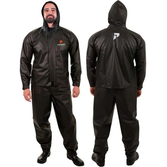 Imagem de Conjunto Para Motociclista PVC Com Capuz Masculino Preto Tam M Pioneira