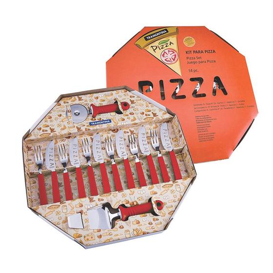 Imagem de Conjunto para Pizza 14 peças Vermelho Tramontina