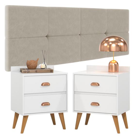 Conjunto Para Quarto Cabeceira Rubi 1.40 Cama Casal com 2 Mesas de Cabeceira Madero New Menor preço em Conjunto Para Quarto Cabeceira Rubi 1.40 Cama Casal com 2 Mesas de Cabeceira Madero New
