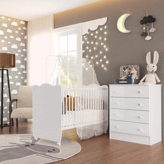 Imagem de Conjunto para Quarto de Bebê com Berço e Cômoda Alice Espresso Móveis