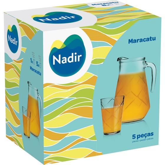 Imagem de Conjunto Para Refresco De Vidro Maracatu 5 Peças 1 Jarra 4 Copos Nadir Figueiredo