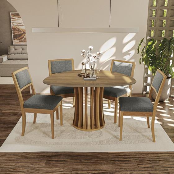 Imagem de Conjunto para Sala de Jantar com Mesa Lia e 4 Cadeiras Chumbo