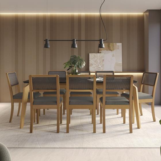 Imagem de Conjunto para Sala de Jantar com Mesa Petra e 8 Cadeiras Chumbo