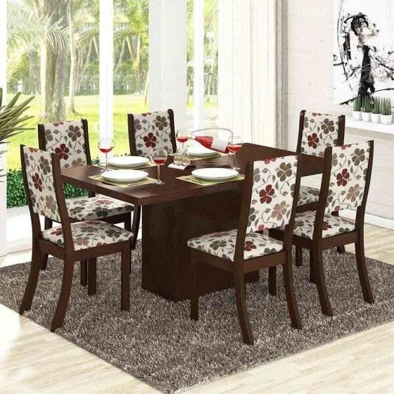Conjunto para Sala de Jantar Mesa e 6 Cadeiras Espresso Móveis Menor preço em Conjunto para Sala de Jantar Mesa e 6 Cadeiras Espresso Móveis