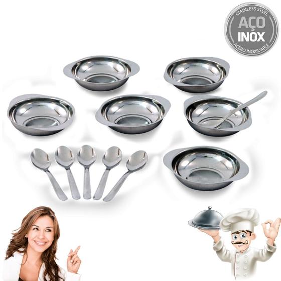 Conjunto Para Sobremesa 12 Peças Jogo De Taças Inox Gourmet Menor preço em Conjunto Para Sobremesa 12 Peças Jogo De Taças Inox Gourmet