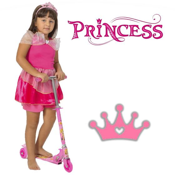 Imagem de Conjunto Patinete que Dobra Pink Coroa + Fantasia Infantil