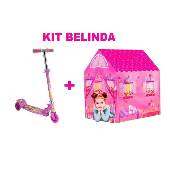 Imagem de Conjunto Patinete Rosa Dobrável Princesa e Barraca casinha