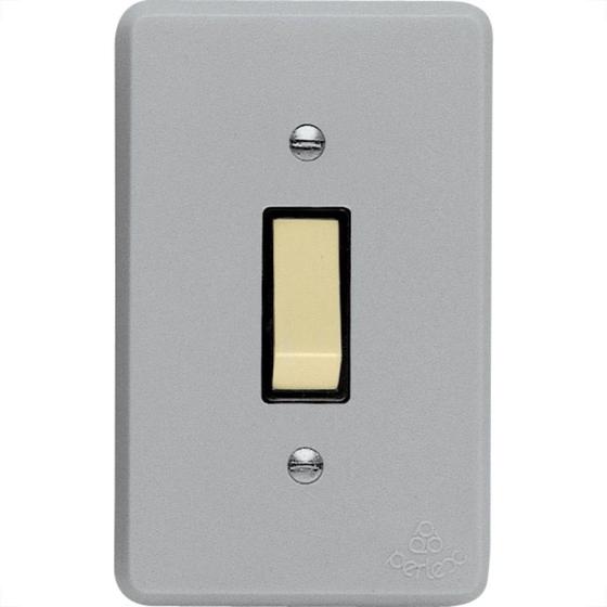 Imagem de Conjunto Perlex 4X2 Cinza Com Placa(1Simples ) 1381