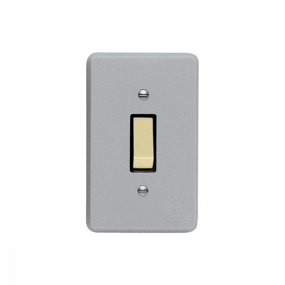 Imagem de Conjunto Perlex 4X2 Cinza Com Placa(1Simples ) 1381