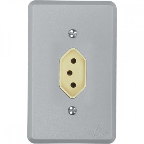 Imagem de Conjunto Perlex 4X2 Cinza Com Placa(1Tomada 10A) 1311