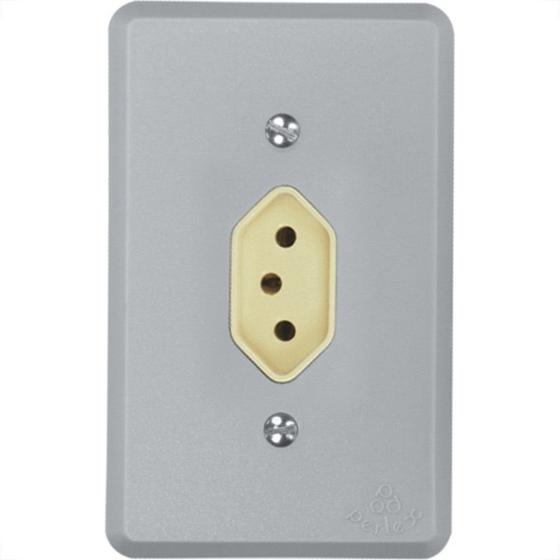 Imagem de Conjunto Perlex 4X2 Cinza Com Placa(1Tomada 20A) 1315
