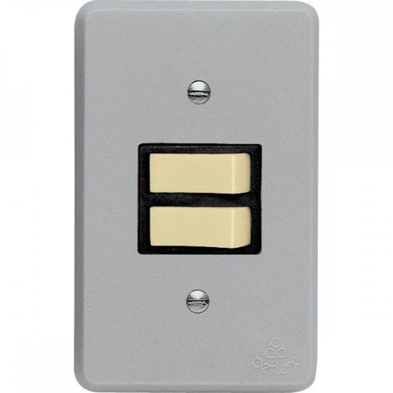 Imagem de Conjunto Perlex 4X2 Cinza Com Placa(2Simples) 1382