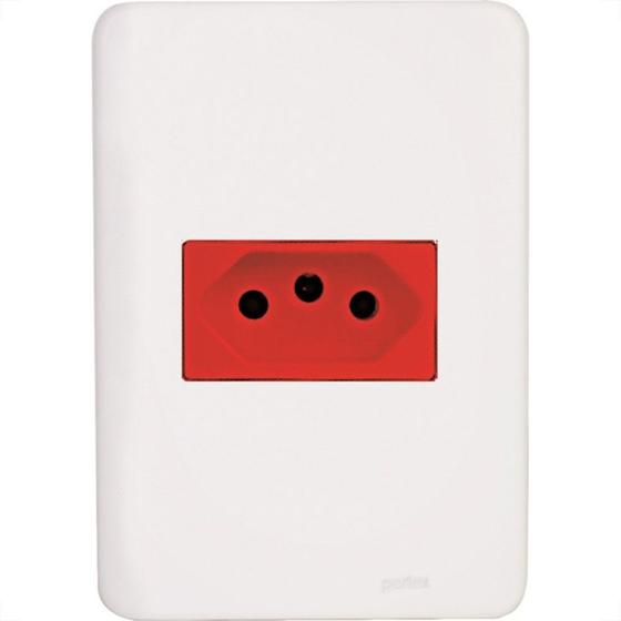 Imagem de Conjunto Perlex Aros 4X2 Branco Com Placa(1Tomada 20A Vermelha) 7315 7315Vm