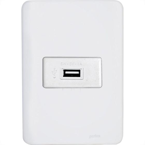 Imagem de Conjunto Perlex Aros 4X2 Branco Com Placa(1Tomada Usb) 7317