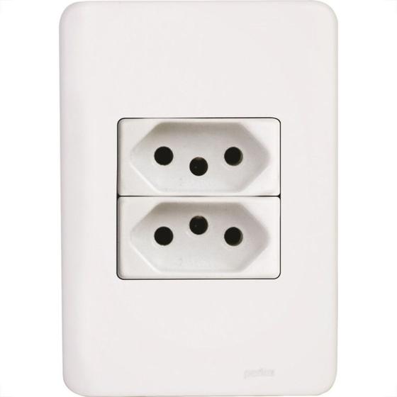 Imagem de Conjunto Perlex Aros 4X2 Branco Com Placa(2Tomadas 20A) 7315/15