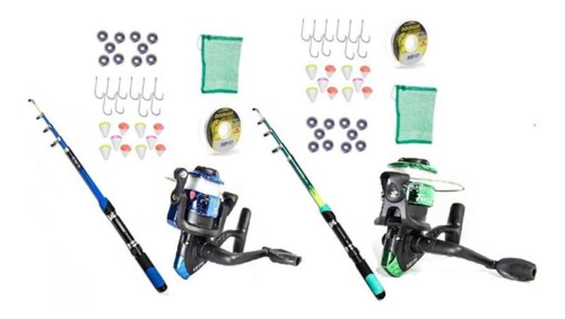 Imagem de Conjunto Pesca 2 Vara + 2 Molinete Kit Barato Completo Full