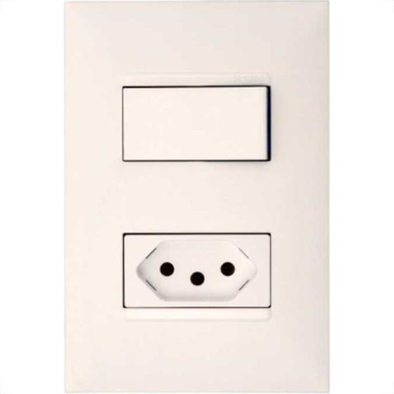 Imagem de Conjunto Pial Plus+ 4X2 Branco Com Placa(1Paralelo+Tomada 10A) 615078Bc