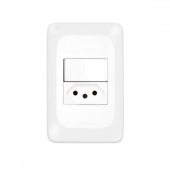 Imagem de Conjunto Pial Pop 4X2 Branco Com Placa (1Simples+Tomada 20A) Lgx10320