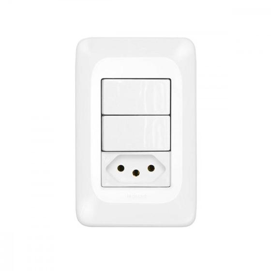Imagem de Conjunto Pial Pop 4X2 Branco Com Placa (2Simples+Tomada 10A) Lgx113