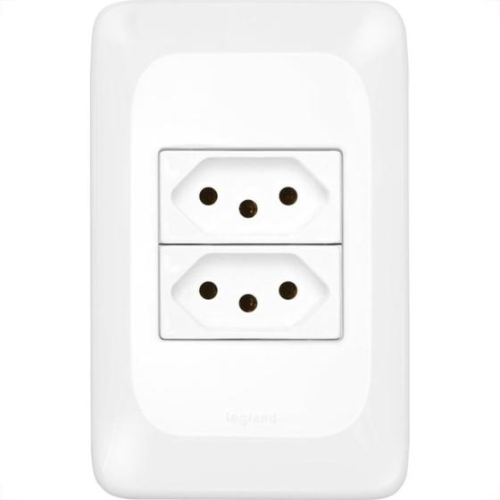 Imagem de Conjunto Pial Pop 4X2 Branco Com Placa (2Tomada 10A) Lgx303