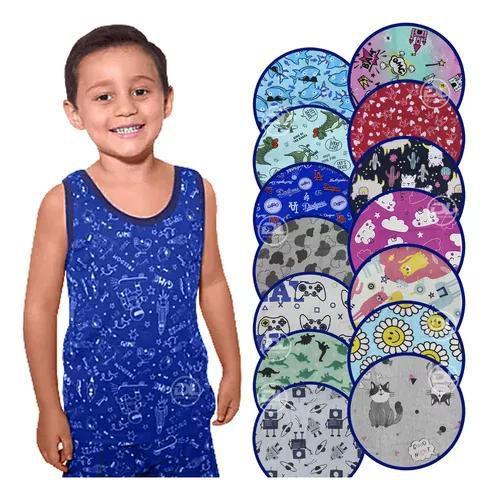 Imagem de Conjunto Pijama Algodão Infantil Verão Regata Menino 4/6/8