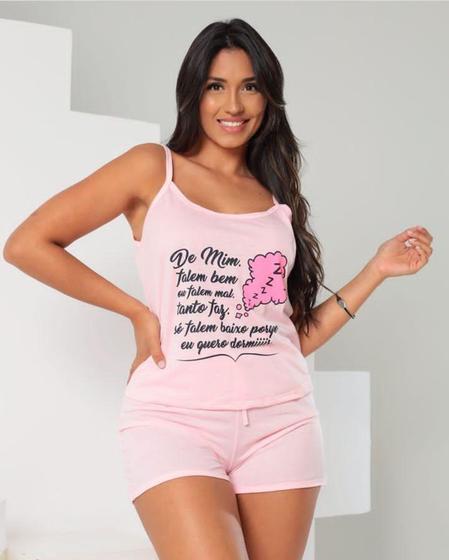 Imagem de Conjunto pijama feminino short e blusa estampada de alcinha exclusivo