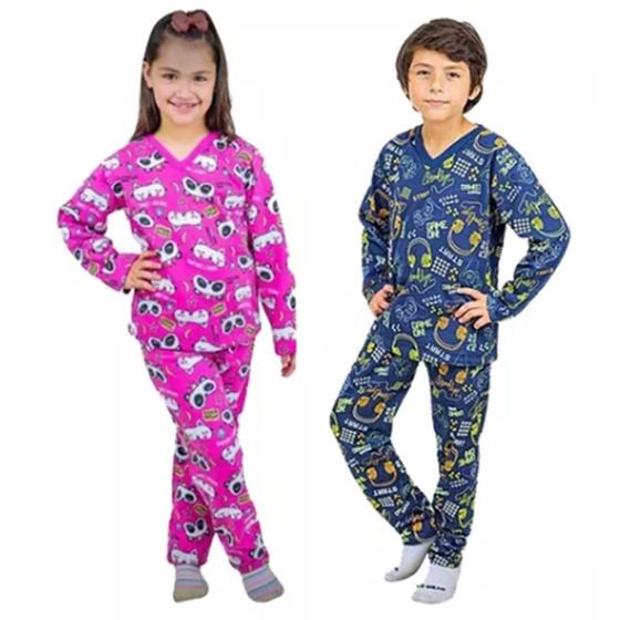 Imagem de Conjunto Pijama Flanelado Moletom Algodão Soft Infantil