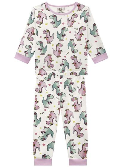 Imagem de Conjunto Pijama Infantil ML em Malha Estampa de Dinossauro Feminino - Brandili