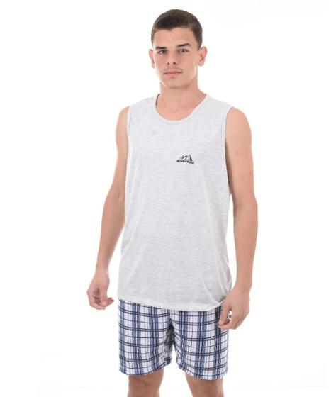 Imagem de Conjunto Pijama Masculino Shorts Regata Adulto Confortável