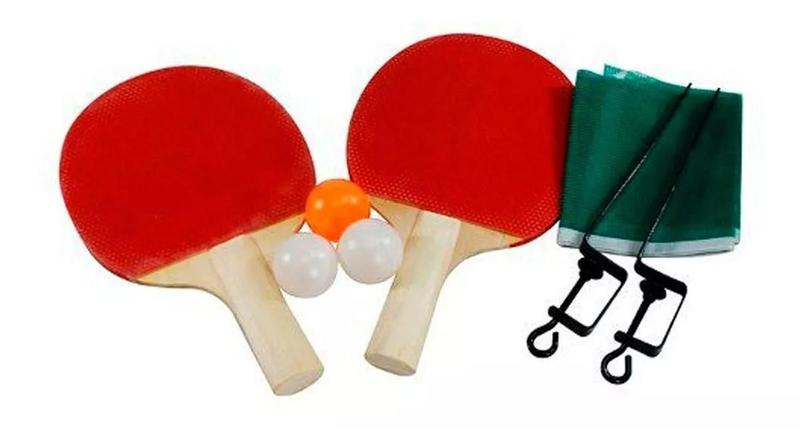 Imagem de conjunto Ping Pong Tênis De Mesa Raquetes Bolinhas Rede 