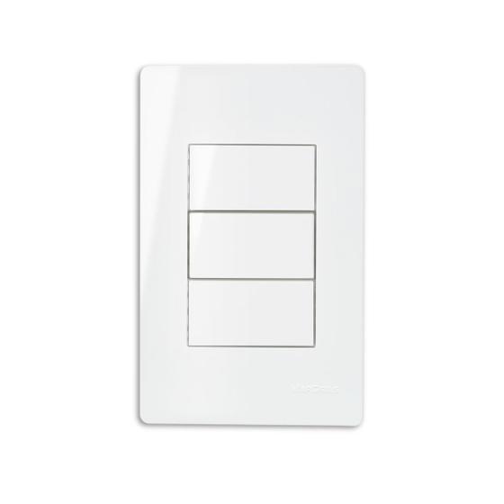 Imagem de Conjunto Placa 3 Postos com Módulos Cego Branco Infiniti Margirius