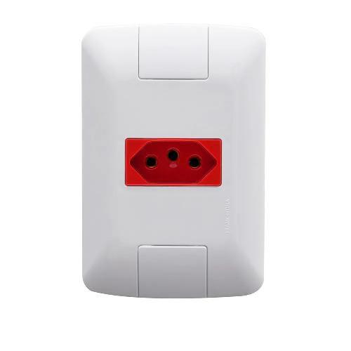 Imagem de Conjunto Placa com 1 Tomada 2P+T 20A/250V Vermelha Aria - Tramontina