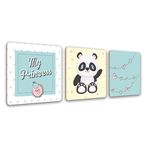 Imagem de Conjunto Placas Quadros Decorativos 3 pçs 20x20 My Princess