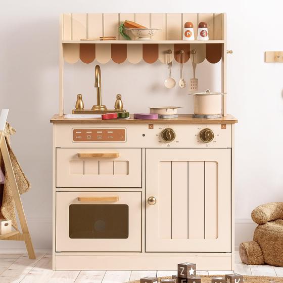 Conjunto Play Kitchen ROBOTIME para Crianças - Com Conjunto para Cortar Alimentos Imagem de Conjunto Play Kitchen ROBOTIME para Crianças - Com Conjunto para Cortar Alimentos