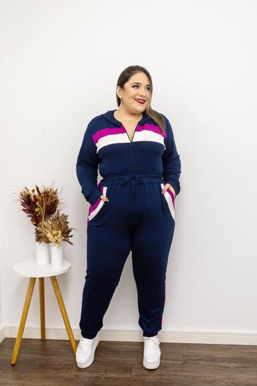 Imagem de Conjunto Plus Size Calça Punho e Jaqueta de Zíper e Capuz