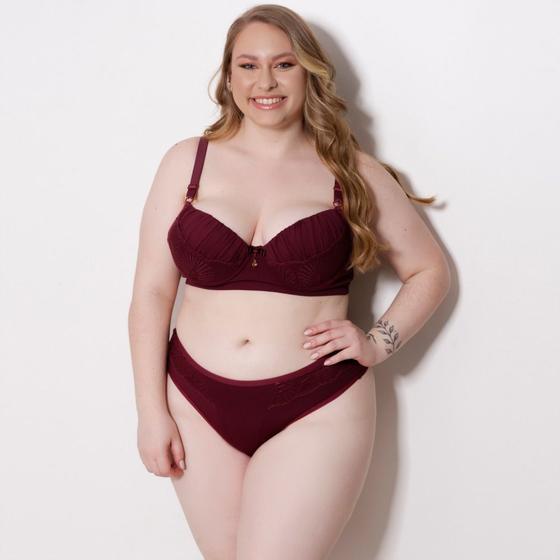 Imagem de Conjunto Plus Size com Bojo Drapeado e Fio - C9101