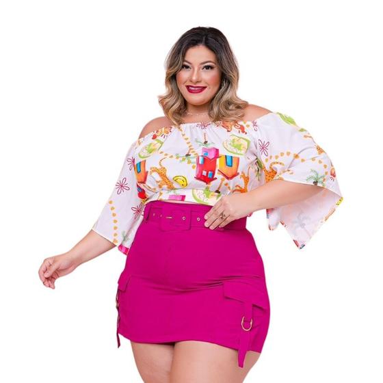 Imagem de Conjunto Plus Size Cropped Cigana + Short Saia Cargo 0521